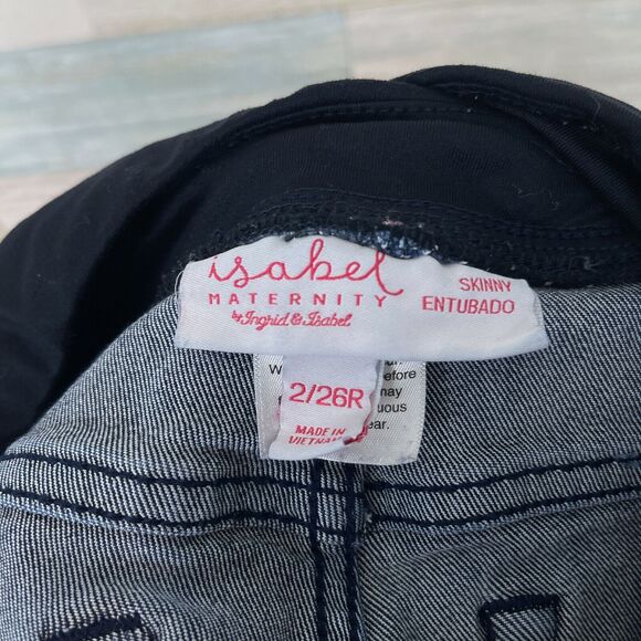 Isabel Maternity Skinny Jeans Blue Dark Wash Belly Panel Stretch Womens 2 26R - Picture 5 of 6
